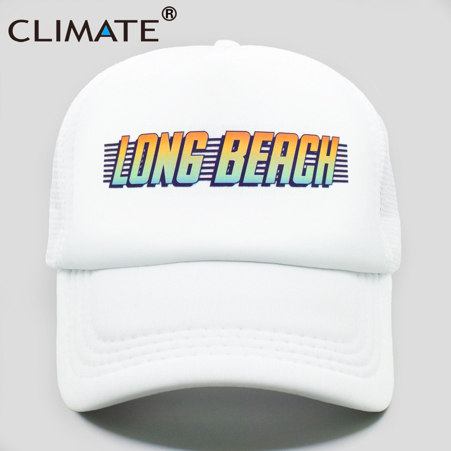 CLIMATE Seaside Long Beach Trucker Cap Hat Los Angeles California Vacation Sandbeach Mesh Cap HipHop Hat for Men Women Youth