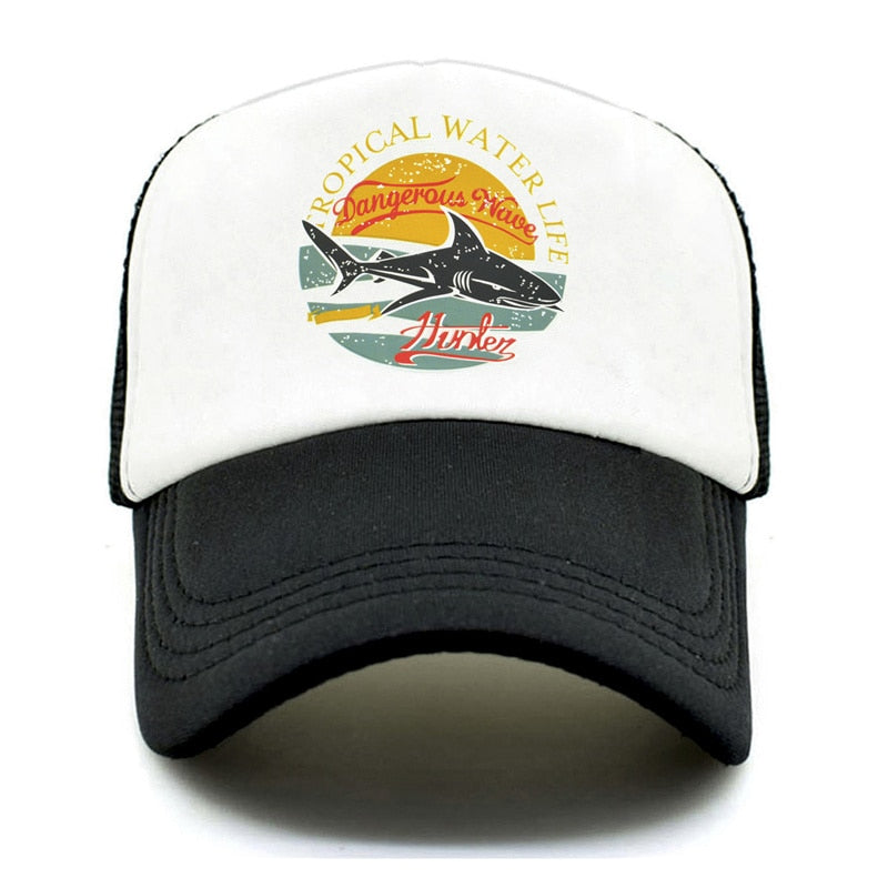 CLIMATE Shark Seaside Trucker Caps Hat Shark Hunt Surfing Men Caps Hip Hop Cool