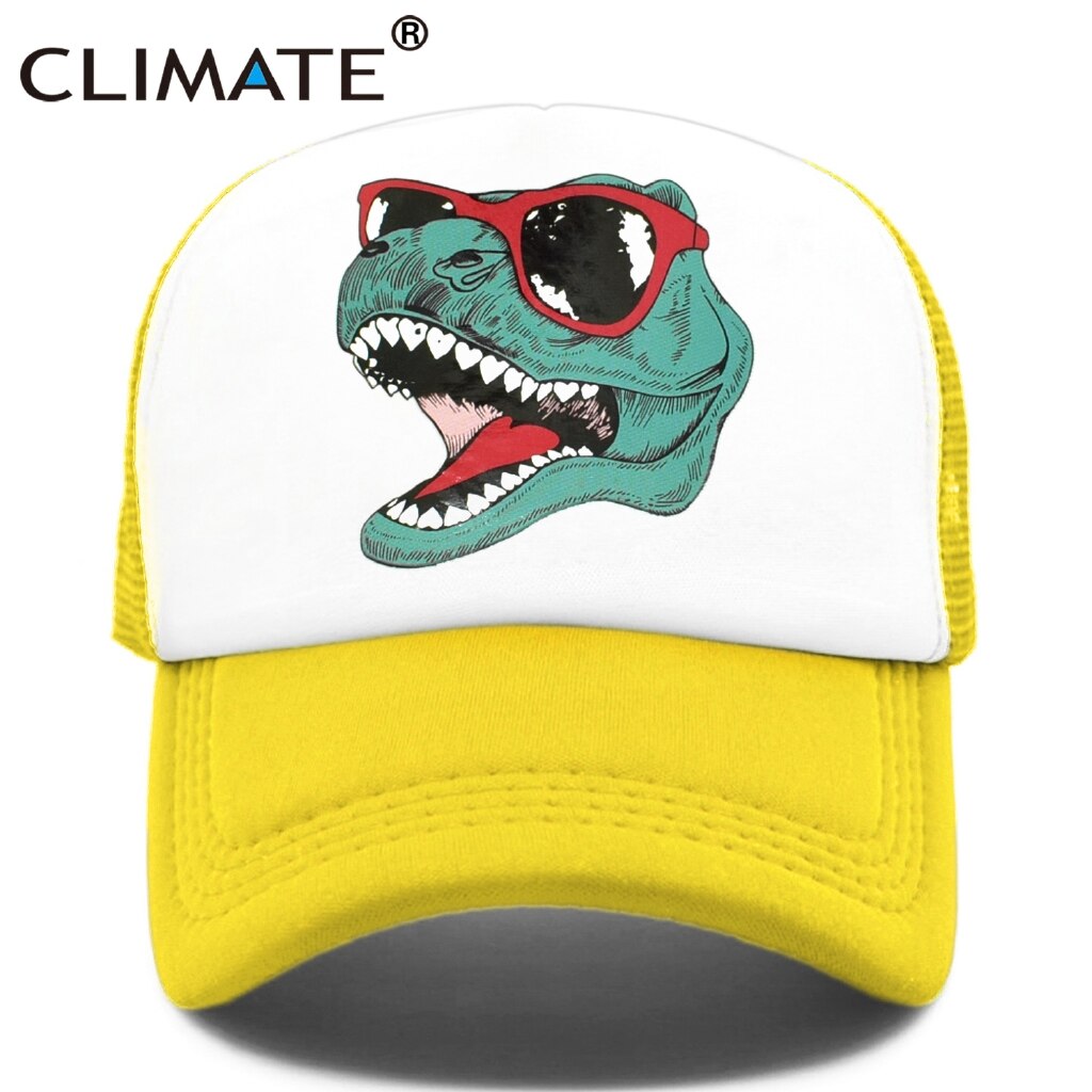 CLIMATE Jurassic Dinosaur Trucker Cap Men Funny Cool Trucker Cap Jurassic Cool Black Mesh Cool Cap for Kid Adult Family