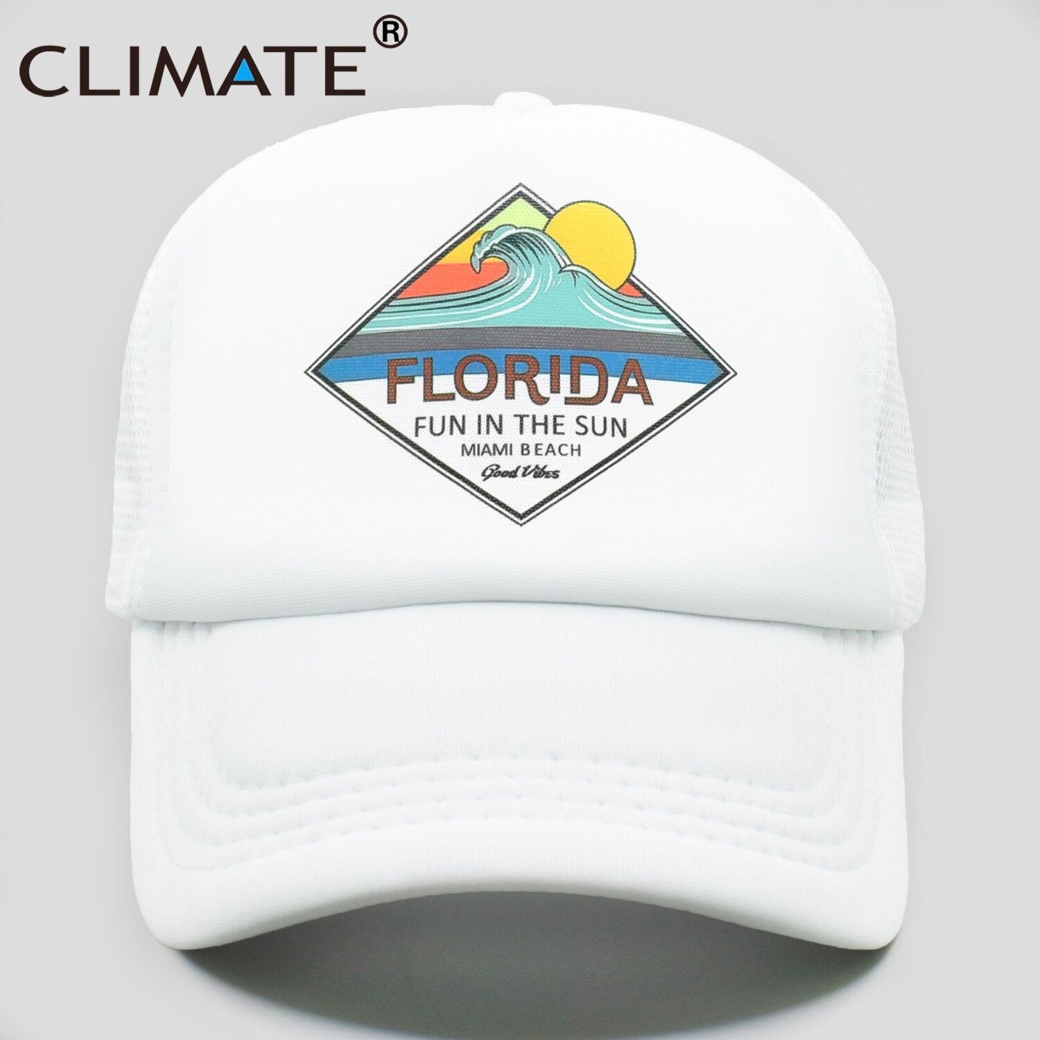 CLIMATE Florida Trucker Cap Hat Miami Seaside Beach Mesh Cap Vacation Sandbeach