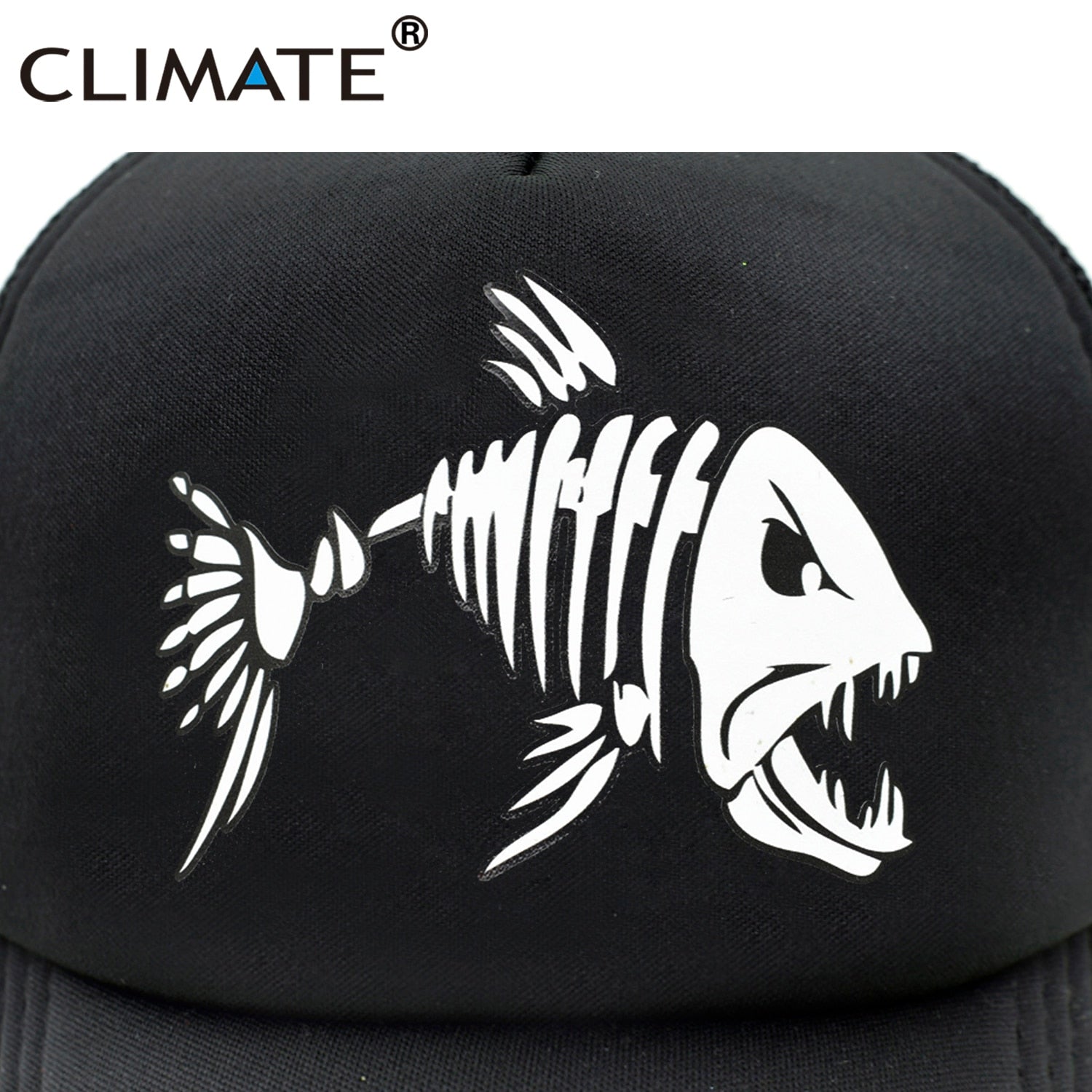 CLIMATE Fishbone Trucker Cap Men Fishing Skeleton Fish Bone Cap HipHop Baseball