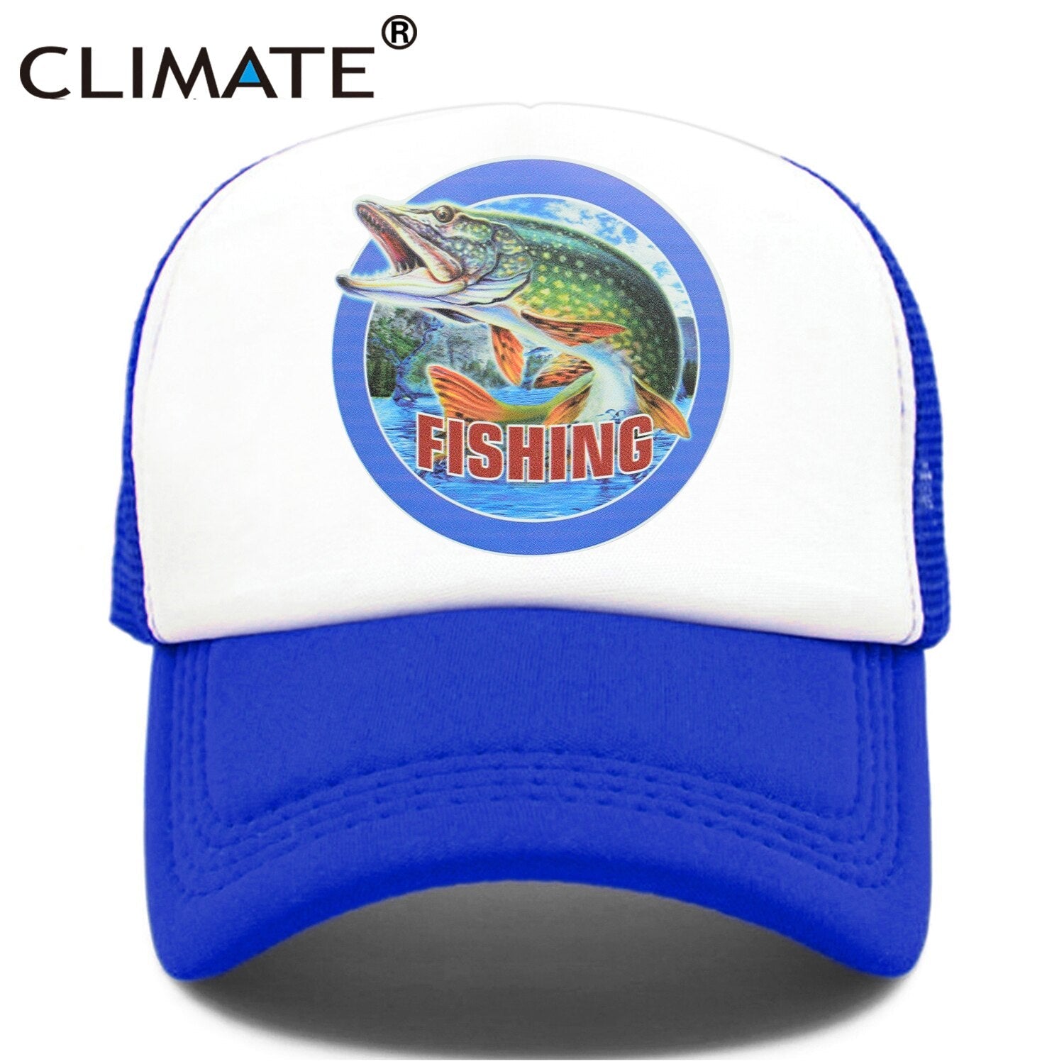 CLIMATE Fishing Fisher Cap Pike Fish Hunt Trucker Cap for Man Fisher Fishing Fish Hat Baseball Cap Cat Summer Cool Mesh Cap Fish