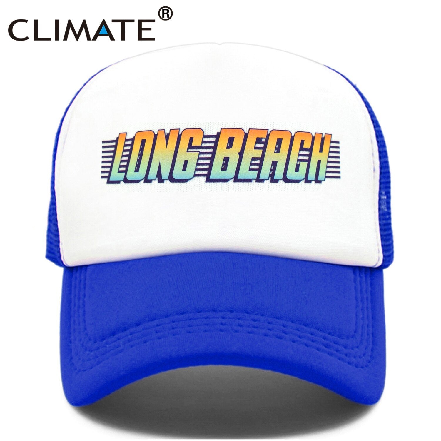 CLIMATE Seaside Long Beach Trucker Cap Hat Los Angeles California Vacation Sandbeach Mesh Cap HipHop Hat for Men Women Youth