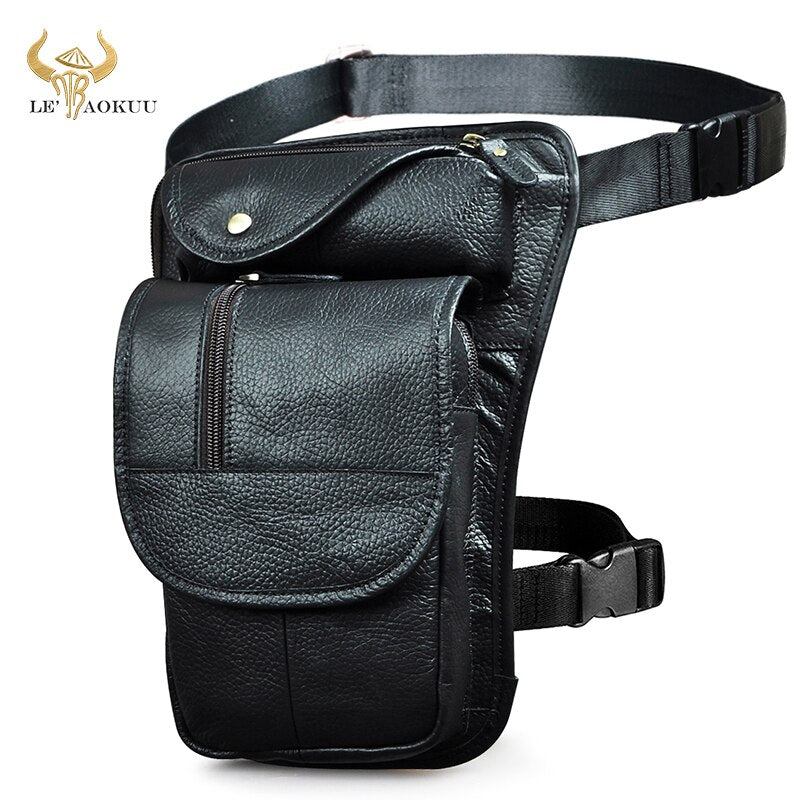 Original Leather Coffee Design Men Shoulder Bag 8" Tablet Fashion Organizer Travel Fanny Waist Belt Pack Leg Bag Male 3112-c