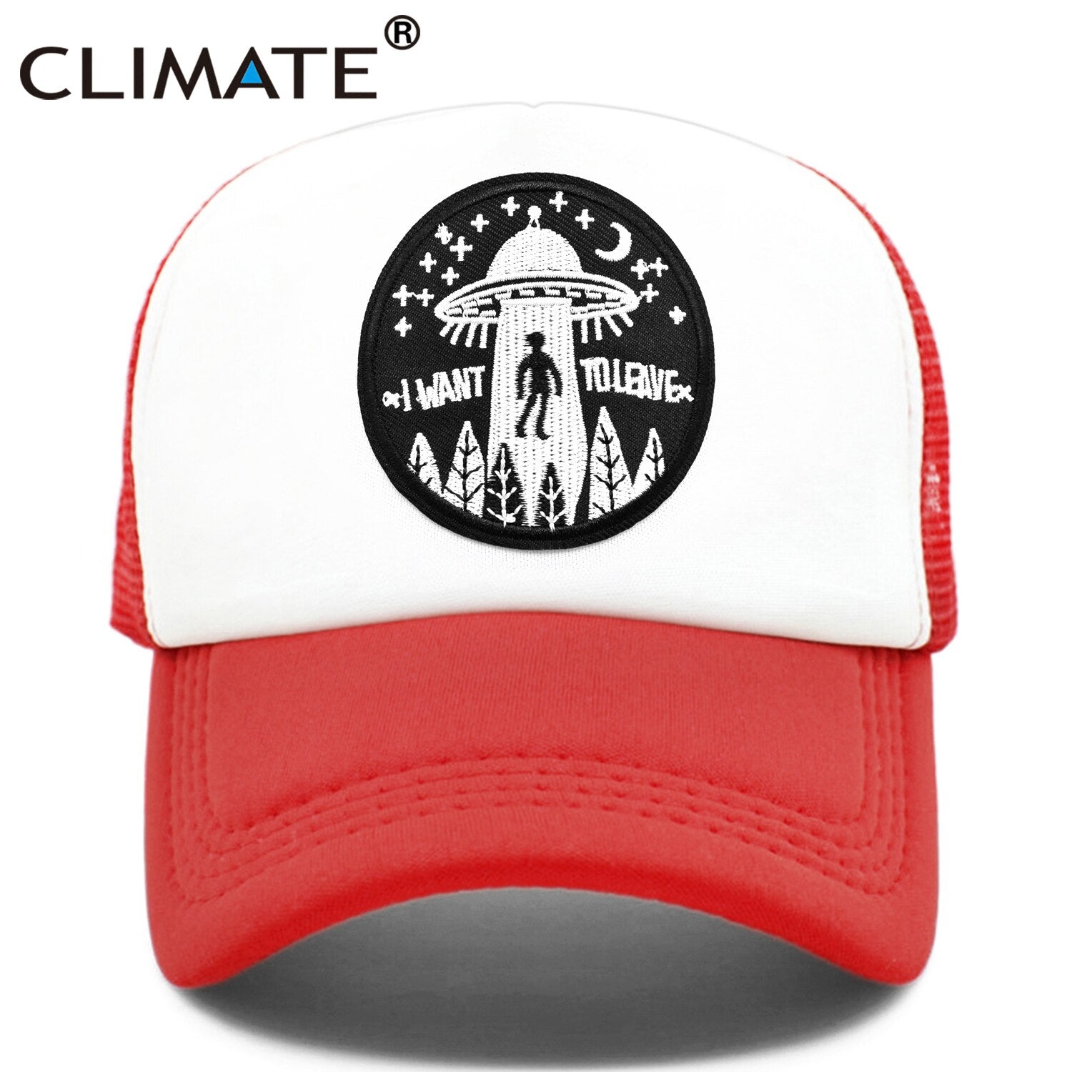 CLIMATE  I Want To Leave UFO Alien Cap Loser Trucker Cap World Weary Escape Flee Hat Baseball Cap Cool Summer Mesh Hip Hop Cap