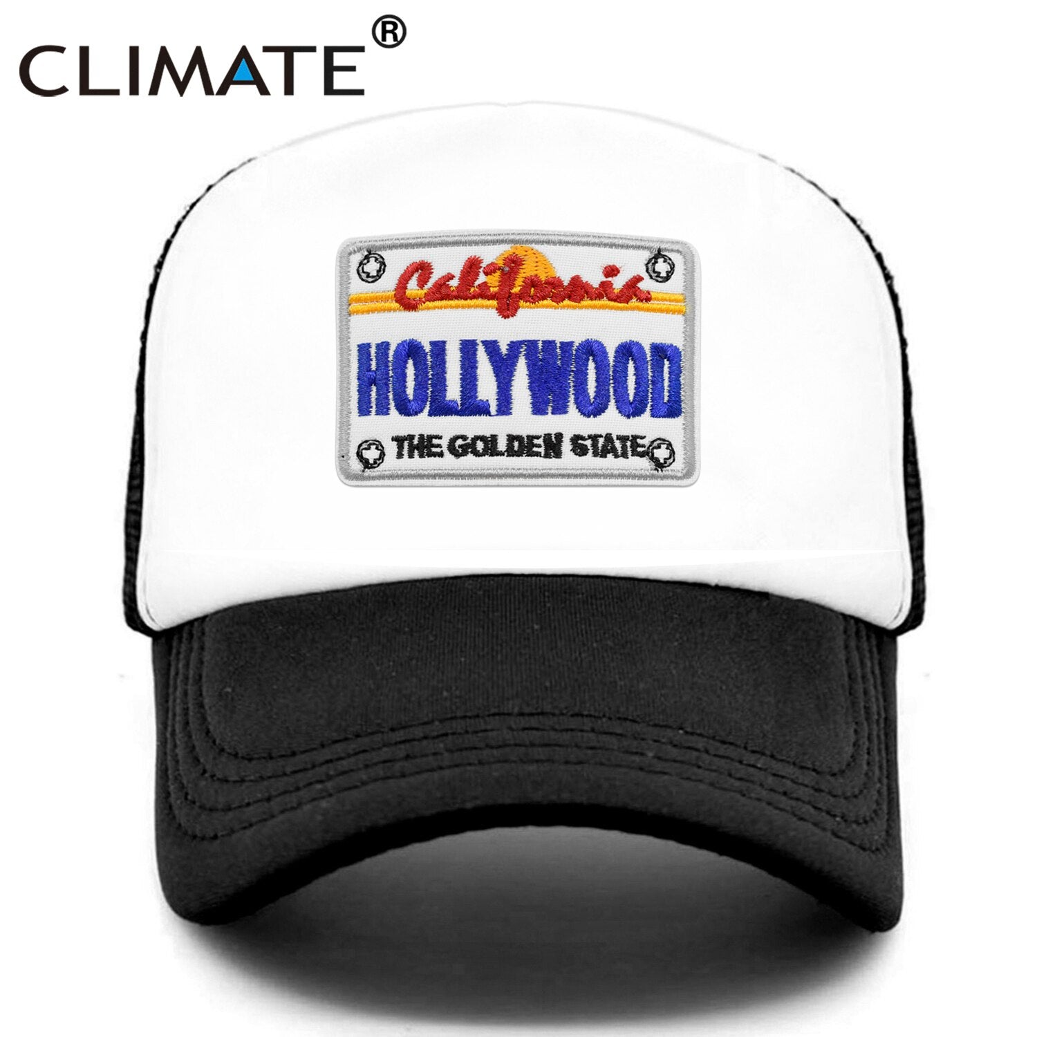 CLIMATE Hollywood California Cap Trip Trucker Cap Hat State of California Cap Hollywood The Golden State Holiday Cool Mesh Cap