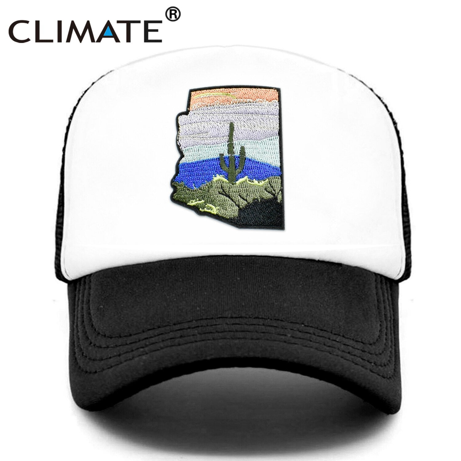 CLIMATE State of Arizon Trucker Cap Hat Desert Saguaro Cactus Mesh Cap Arizon Map Sights Cool Cap Hat for Men Women Youth Kid