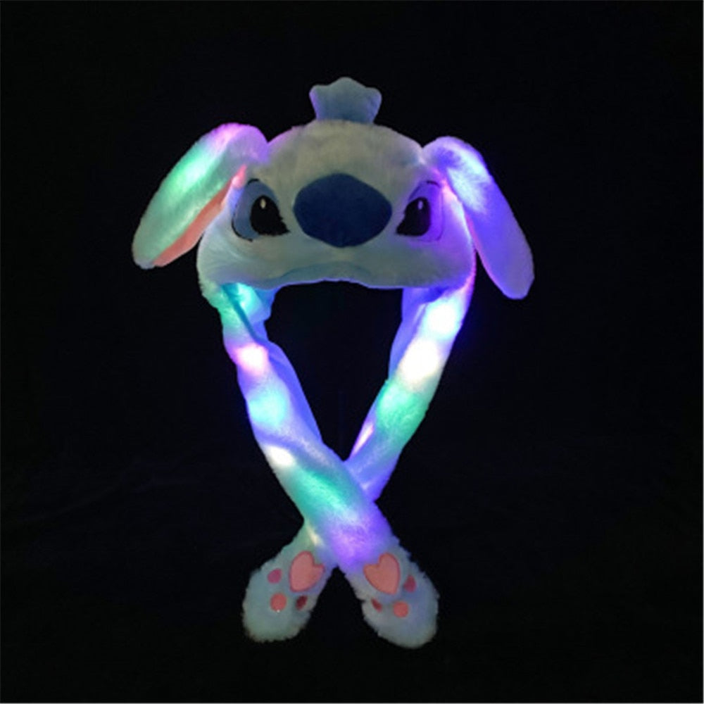 Funny Hat Women Men Kids Lighting Hat Cute Rabbit Ears Plush Ears Can Move Cap Children Shine Winter Warm Party Hat