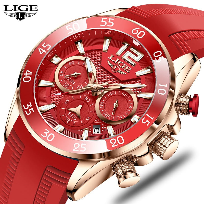 2022 LIGE Fashion Men Watches Sport Quartz Watch Man Brand Luxury Wristwatches Chronograph Waterproof Casual Clock Montre Homme