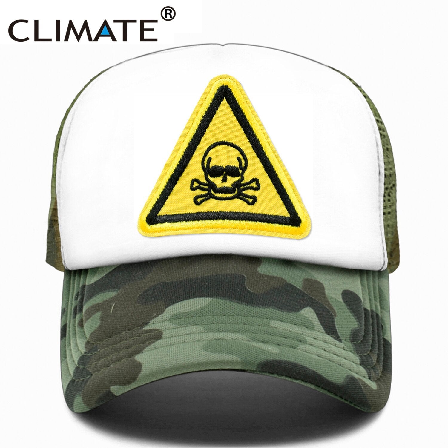 CLIMATE Men Cool Skull Trucker Cap Hiphop Street Style Skeleton Cap Danger Keep