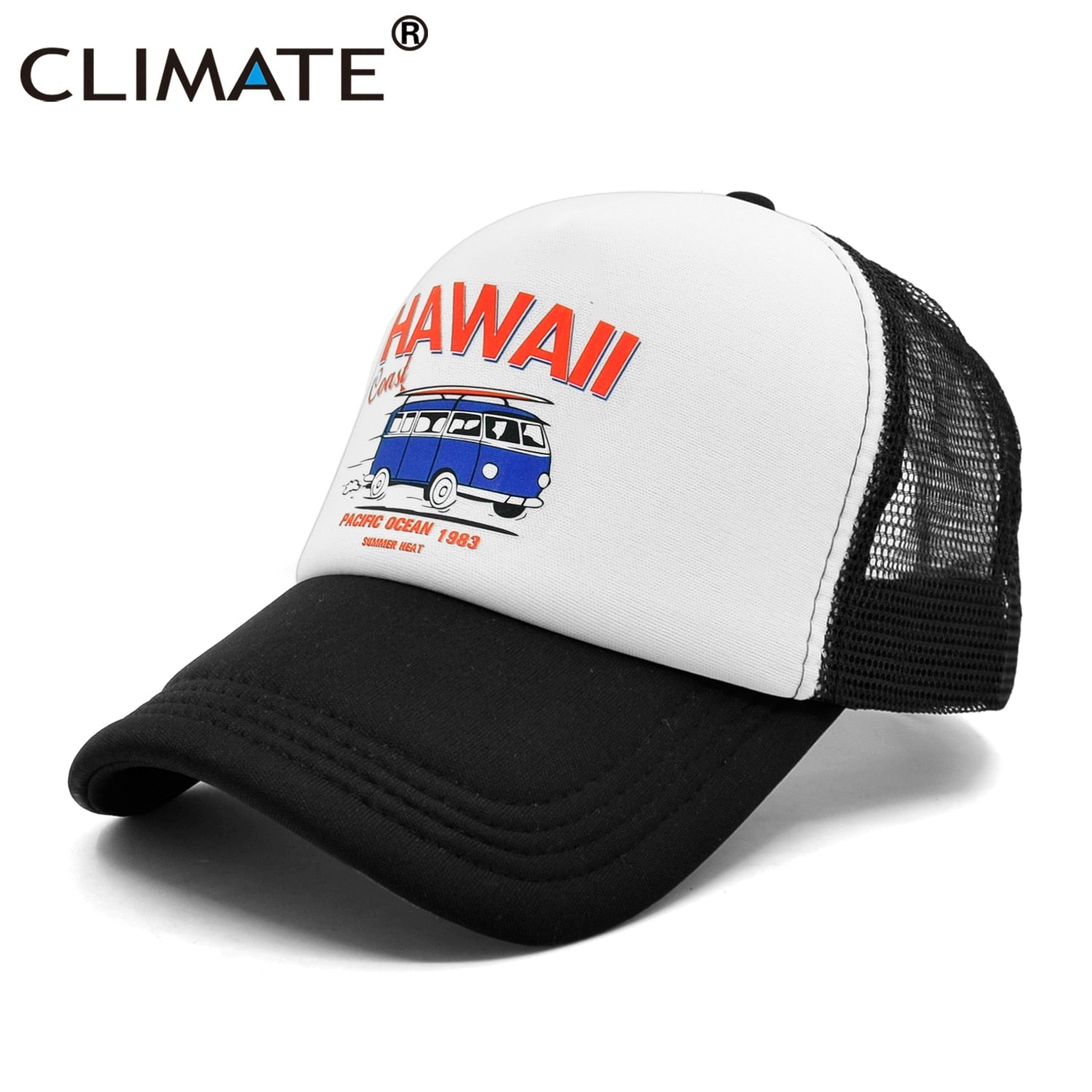 CLIMATE Hawaii Coast Road Trip Cap Drive Tour Trucker Cap Car Journey Vacation Mesh Cap Summer Heat Hat Caps for Family Journey