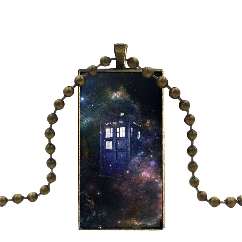 For Lovers Girl Friend Best Gift I Am Doctor Who Dw Tardis Design Fashion Vintage Glass Women Rectangle Necklace Pendants