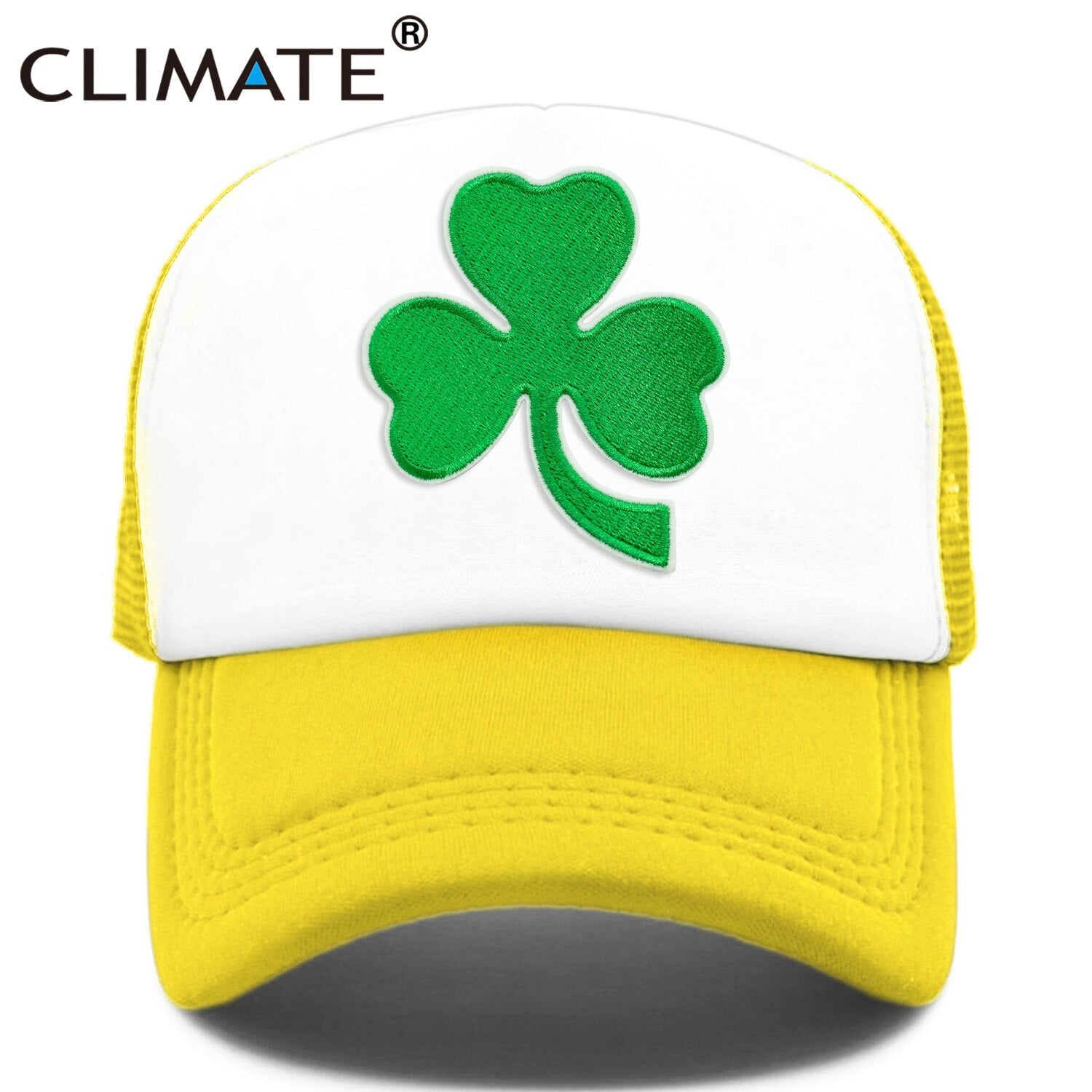 CLIMATE Shamrocks Trucker Cap St.Patrick's Day Green Cap Hat Ireland Irish Lucky Shamrocks Cap St.Patrick Mesh Cap Hat for Irish