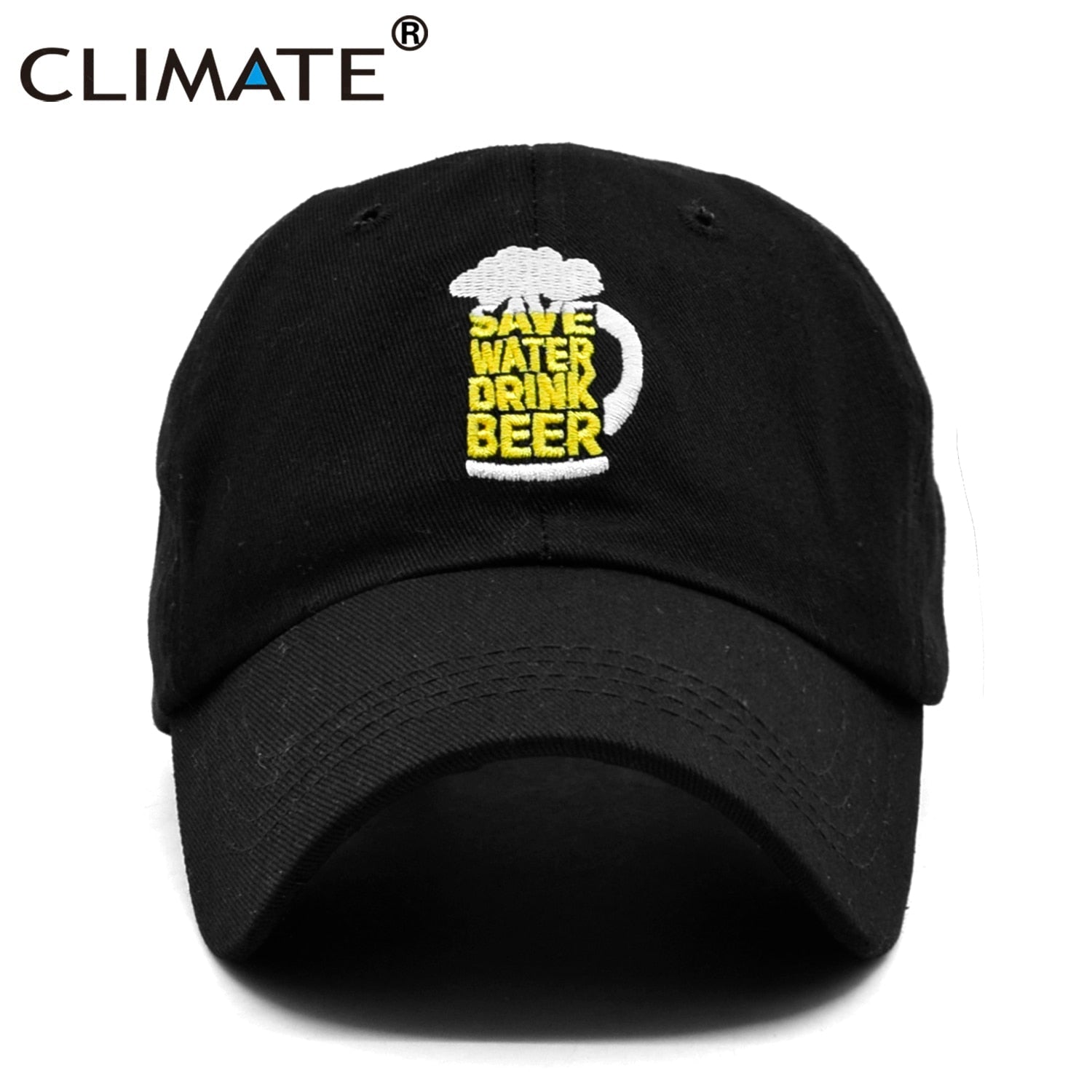 CLIMATE Men Baseball Cap Dad Men's Caps Save Water Drink Beer Lover Cap Cool Black Dad Hat Cap Cotton Hat Cap Men Beer Lover