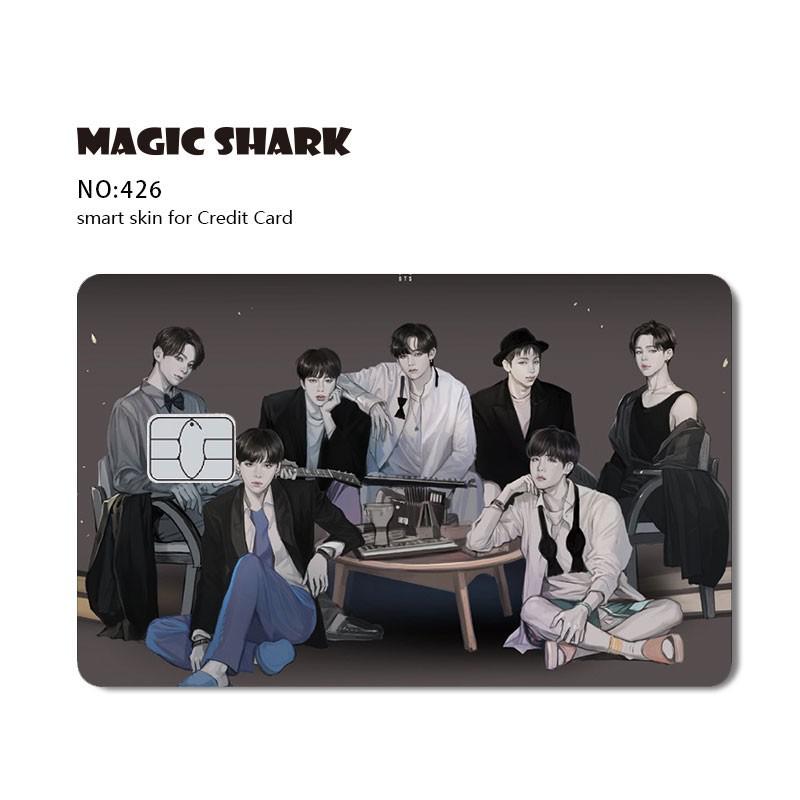 Magic Shark Game Card Anime Stylish Funny Matte 3M PVC Sticker Film Skin for Credit Card Large Small Chip