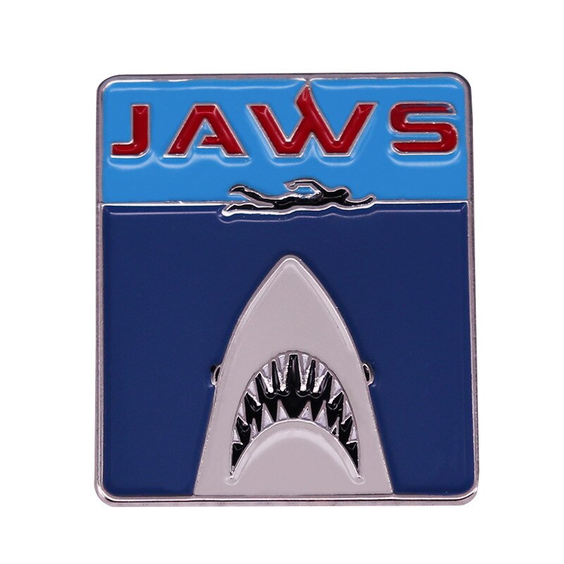 Steven Spielberg "Jaws" movie poster brooch thriller horror movie inspiration badge