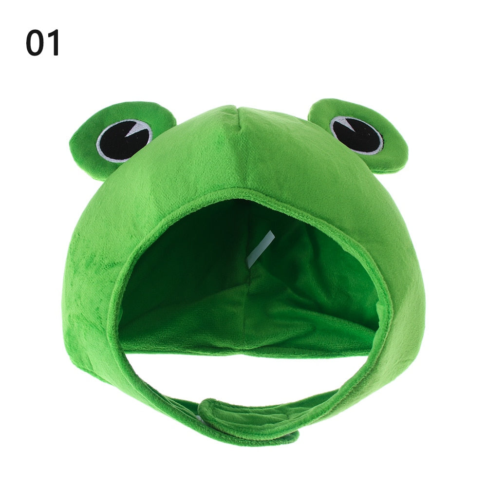 Funny Big Frog Eyes Cartoon Plush Hat Toy Green Headgear Cap Cosplay Costume