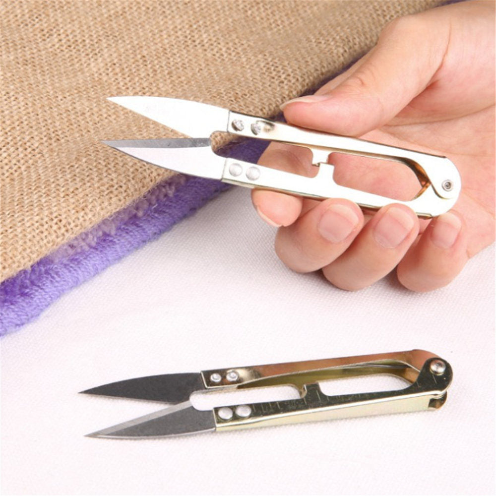 1pcs/wholesale High quality high carbon steel Shear Fish line scissors 15g/10.5cm  U-shaped fishing line scissors sewing wholesa