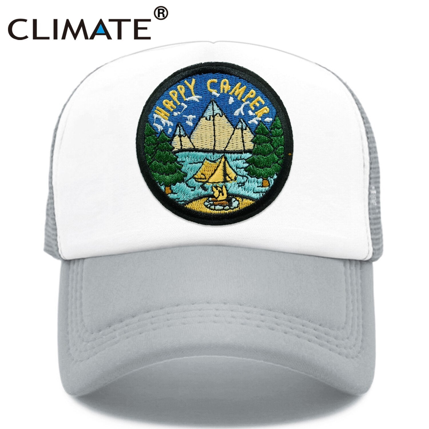 CLIMATE Camper Happy Camp Cap Camp Summer Camp Camping Trucker Cap Green Hiking