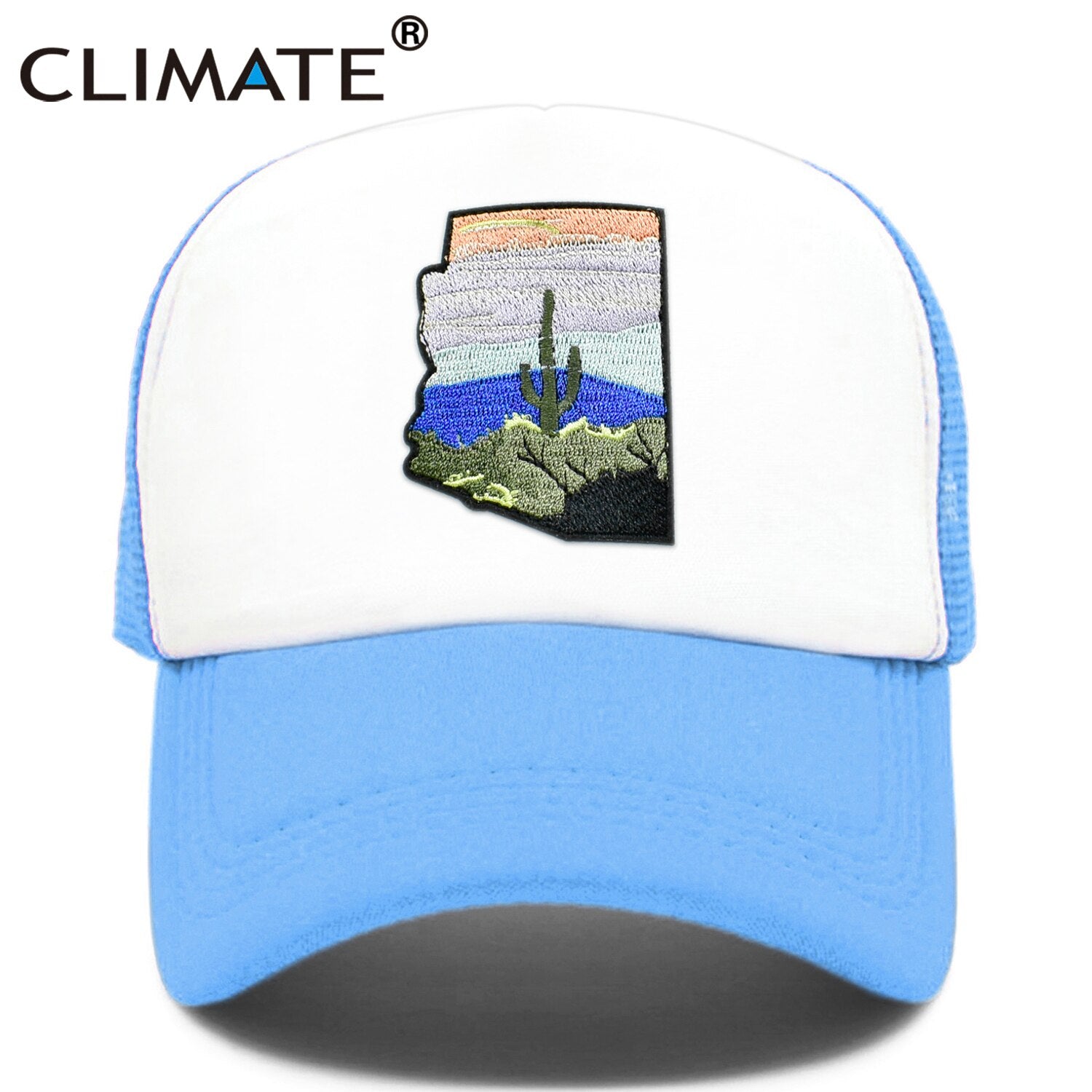 CLIMATE State of Arizon Trucker Cap Hat Desert Saguaro Cactus Mesh Cap Arizon Map Sights Cool Cap Hat for Men Women Youth Kid