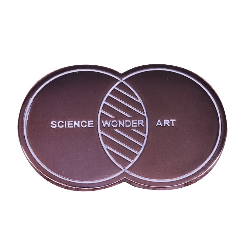 Science, doubt, art, White minimalist line brooch