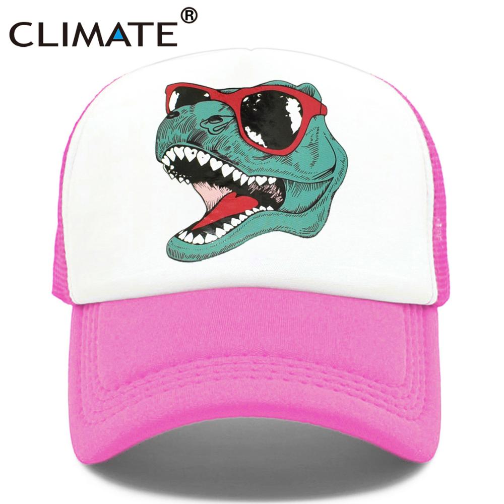 CLIMATE Jurassic Dinosaur Trucker Cap Men Funny Cool Trucker Cap Jurassic Cool Black Mesh Cool Cap for Kid Adult Family