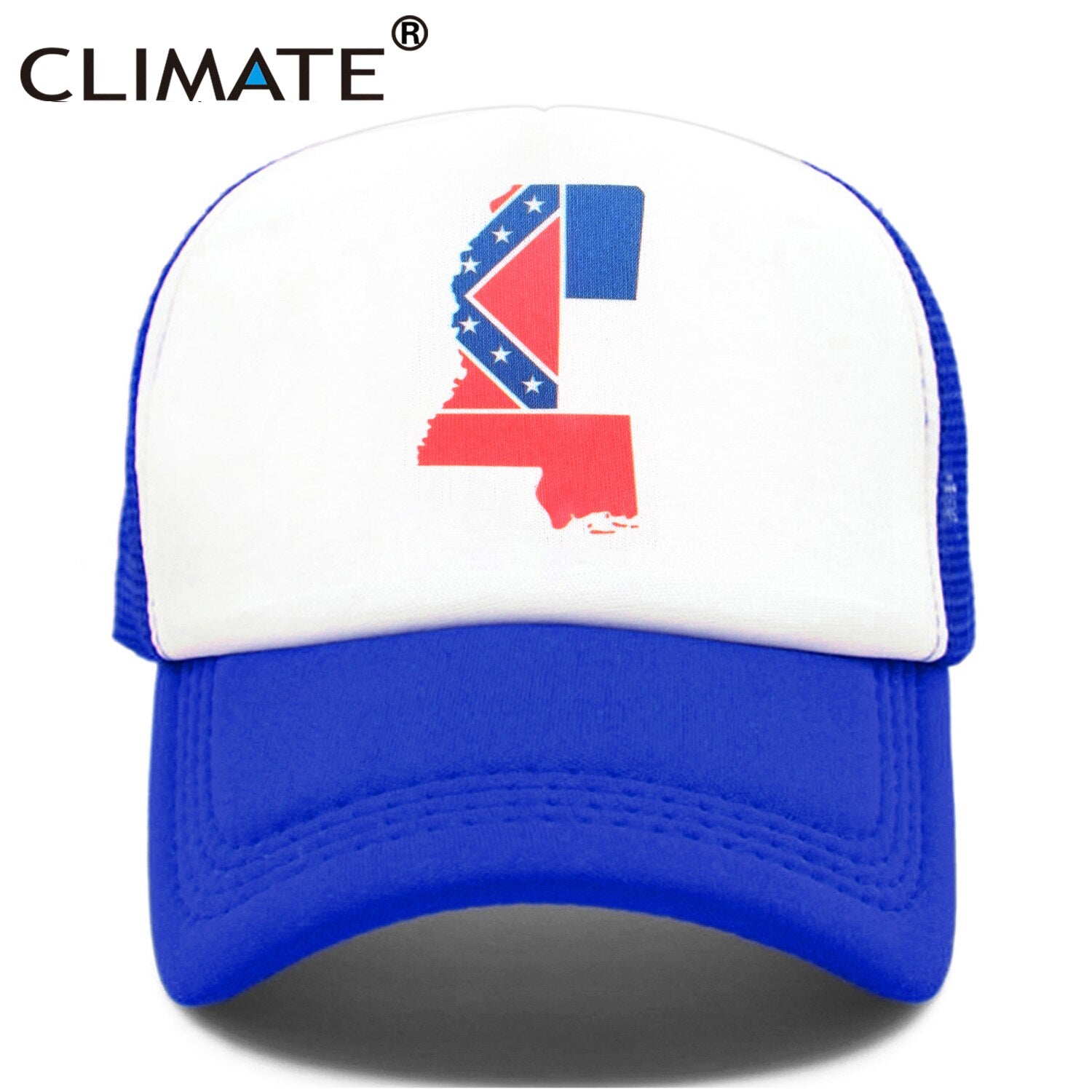 CLIMATE State of Mississippi Flag Trucker Cap Hat Mississippi Map Jackson City MS Mesh Cap HipHop Hat for Men Women Youth