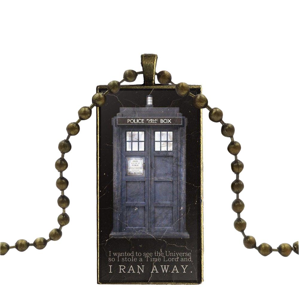 For Lovers Girl Friend Best Gift I Am Doctor Who Dw Tardis Design Fashion Vintage Glass Women Rectangle Necklace Pendants