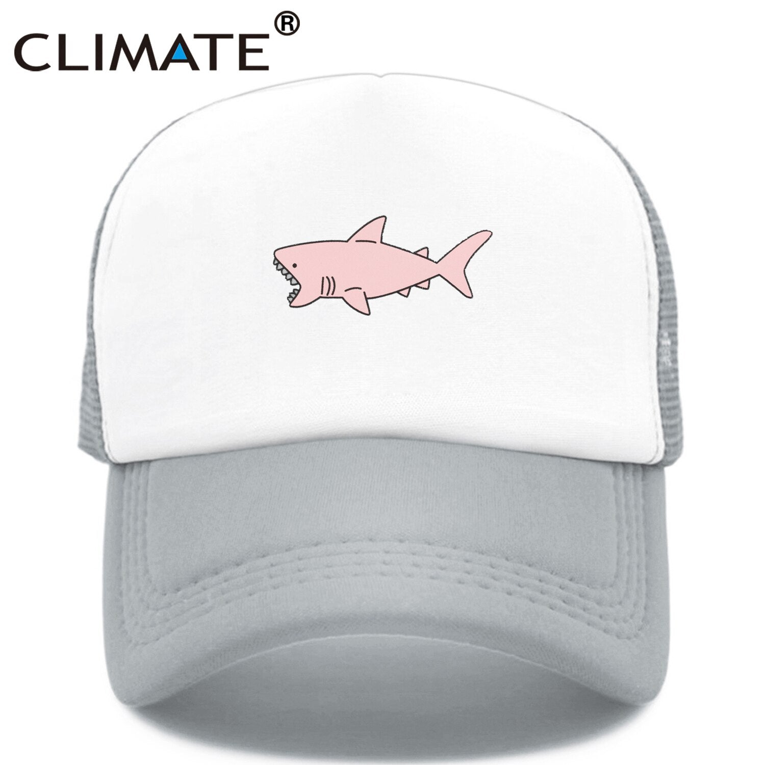 CLIMATE Pink Shark Trucker Cap Hat Pink Shark Beach Cap Shark Protection Hip Hop Cool Summer Mesh Cap Hat for Men Women