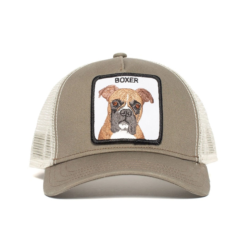 Exquisite Shar Pei Animal BOXER Embroidery Anime Cute Embroidery Baseball Cap Summer Mesh Men's Ms. Outdoor Sunshade hats