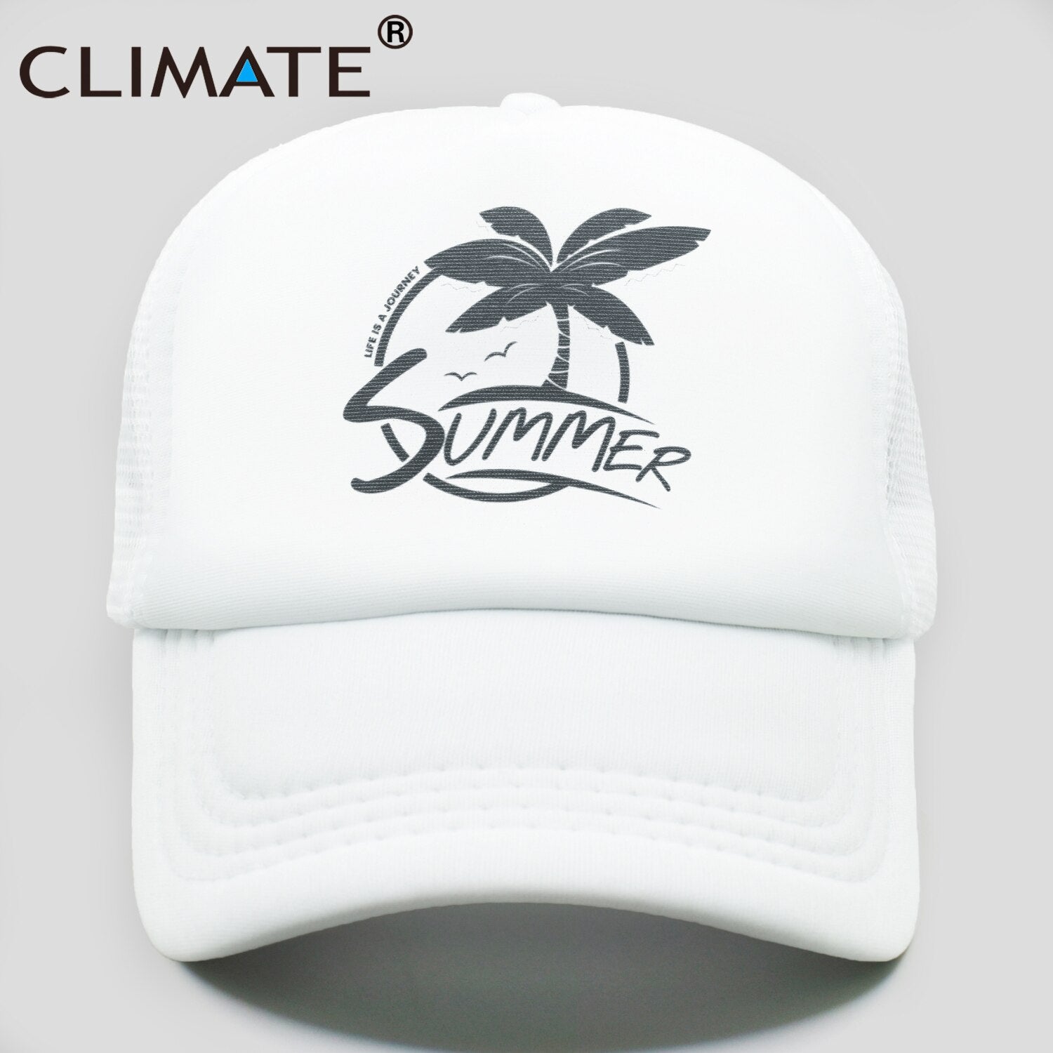 CLIMATE Summer Surfing Trucker Cap Hat Seaside Sandbeach Coconut Hip Hop Caps Vacation Mesh Baseball Cap Hat for Men Women Youth