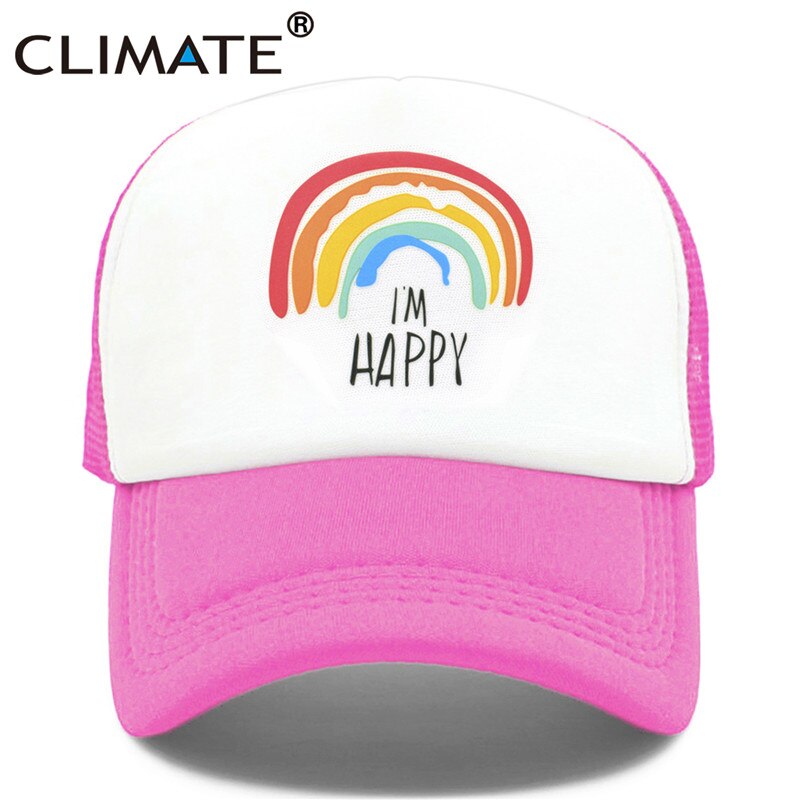 CLIMATE Family Matching Trucker Caps Dad Mom Caps Cool Happy Hat Cap Summer Colorful Mesh Baseball Caps Hat for Men Women Kid