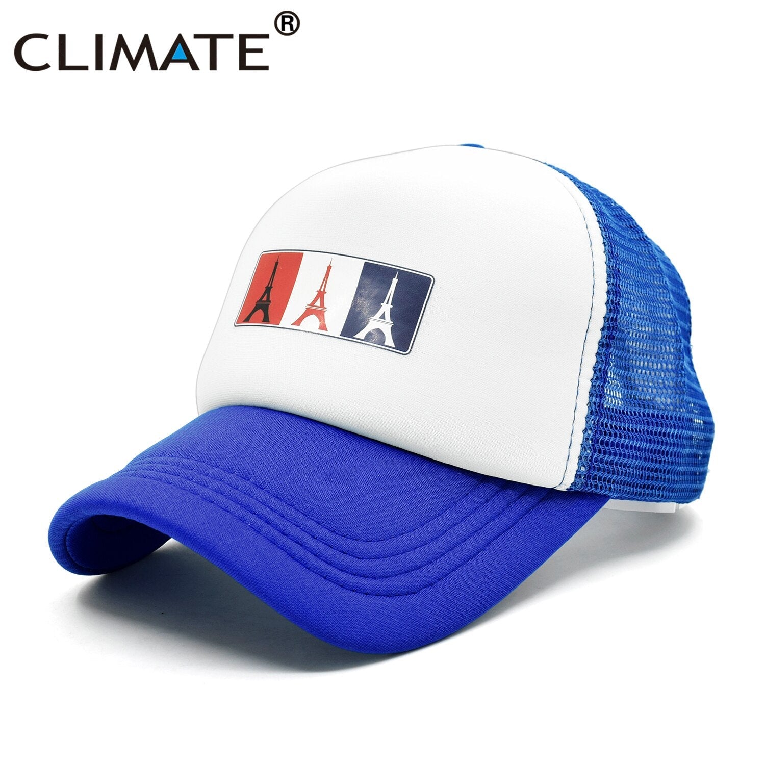 CLIMATE France Eiffel Paris Trucker Cap Eiffel Tower French National Day Caps Hat Men Trucker Hip Hop Mesh Cap Hat for Men Women