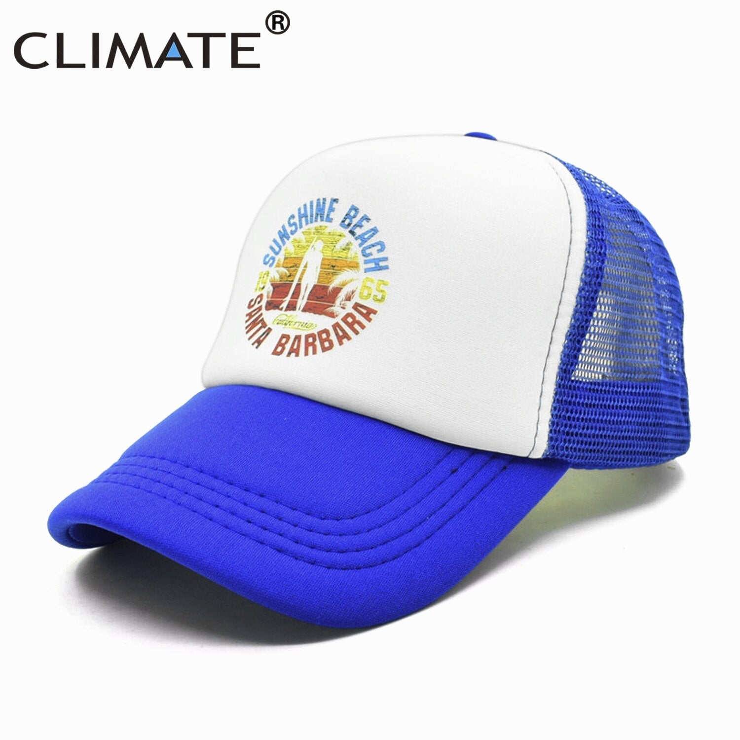 CLIMATE Seaside Sandbeach Trucker Caps Hat Surfing Hip Hop Caps Vacation Surfboard Mesh Baseball Cap Hat for Men Women Youth