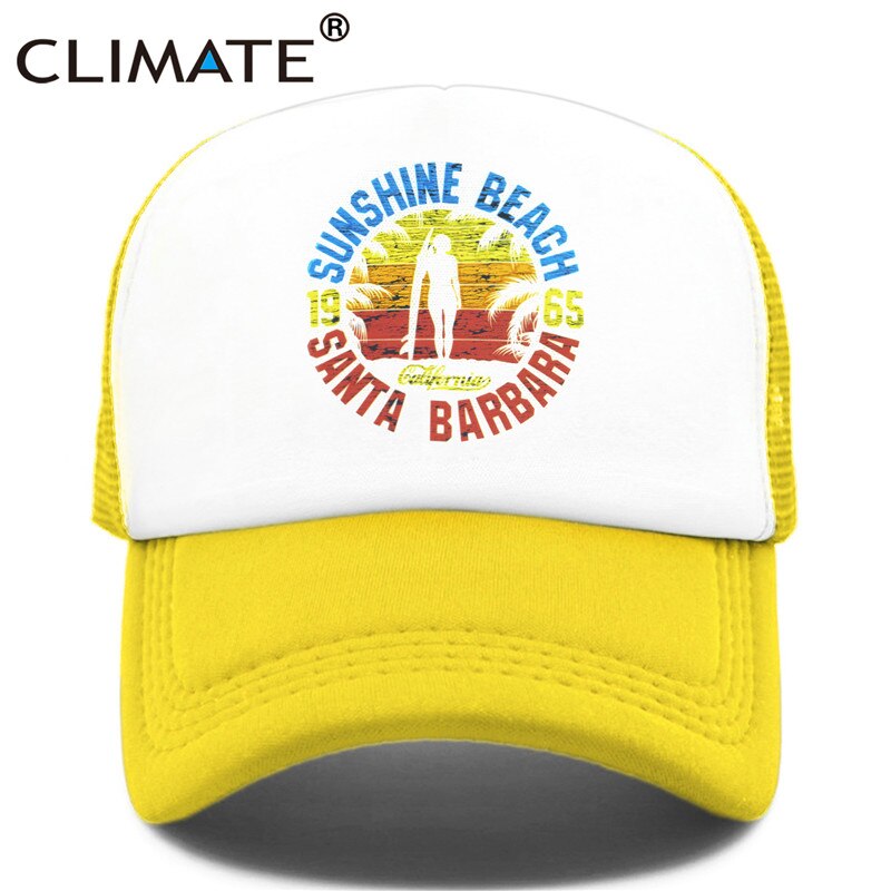 CLIMATE Seaside Sandbeach Trucker Caps Hat Surfing Hip Hop Caps Vacation Surfboard Mesh Baseball Cap Hat for Men Women Youth