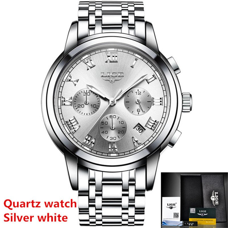 Relogio Masculino LIGE Mens Watches Top Brand Luxury Automatic Mechanical Watch Men Full Steel Business Waterproof Sport Watches