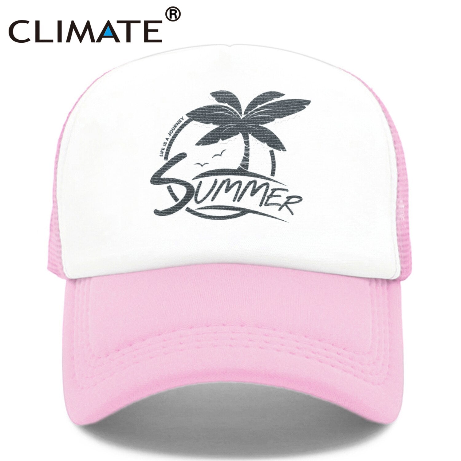 CLIMATE Summer Surfing Trucker Cap Hat Seaside Sandbeach Coconut Hip Hop Caps Vacation Mesh Baseball Cap Hat for Men Women Youth