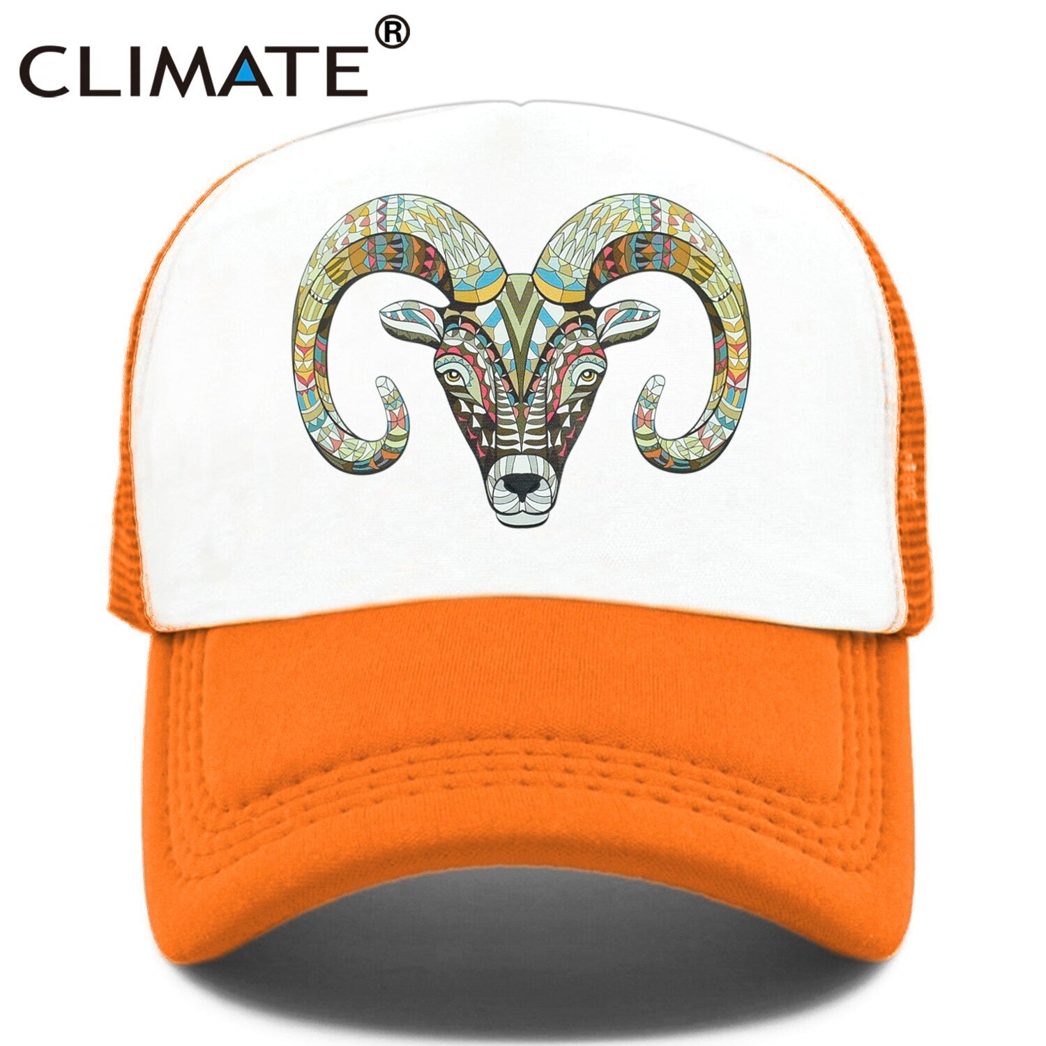 CLIMATE Goat Trucker Caps Hat Women Men Goat Head Hat Cap Cool Hip Hop Summer Colorful Mesh Baseball Cap Hat for Men Women Youth