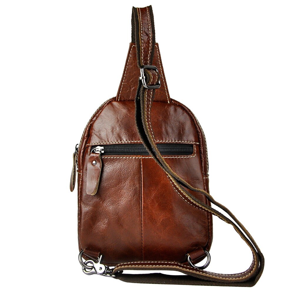 Unisex Real Leather Casual Chest Bag Sling Bag Design Daypack One Shoulder Bag Fashion Crossbody Bag 6099