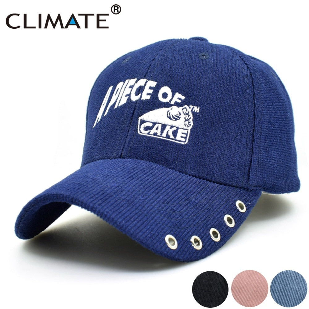 CLIMATE Youth Men Women New Cool Baseball Caps Young Corduroy Youth A Piece Of Cake Sport Warm Adjustable Hat Caps For Youth Men