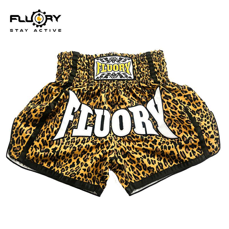 Fluory printing Fight shorts Boxing Shorts embroidery  patches Muay thai shorts