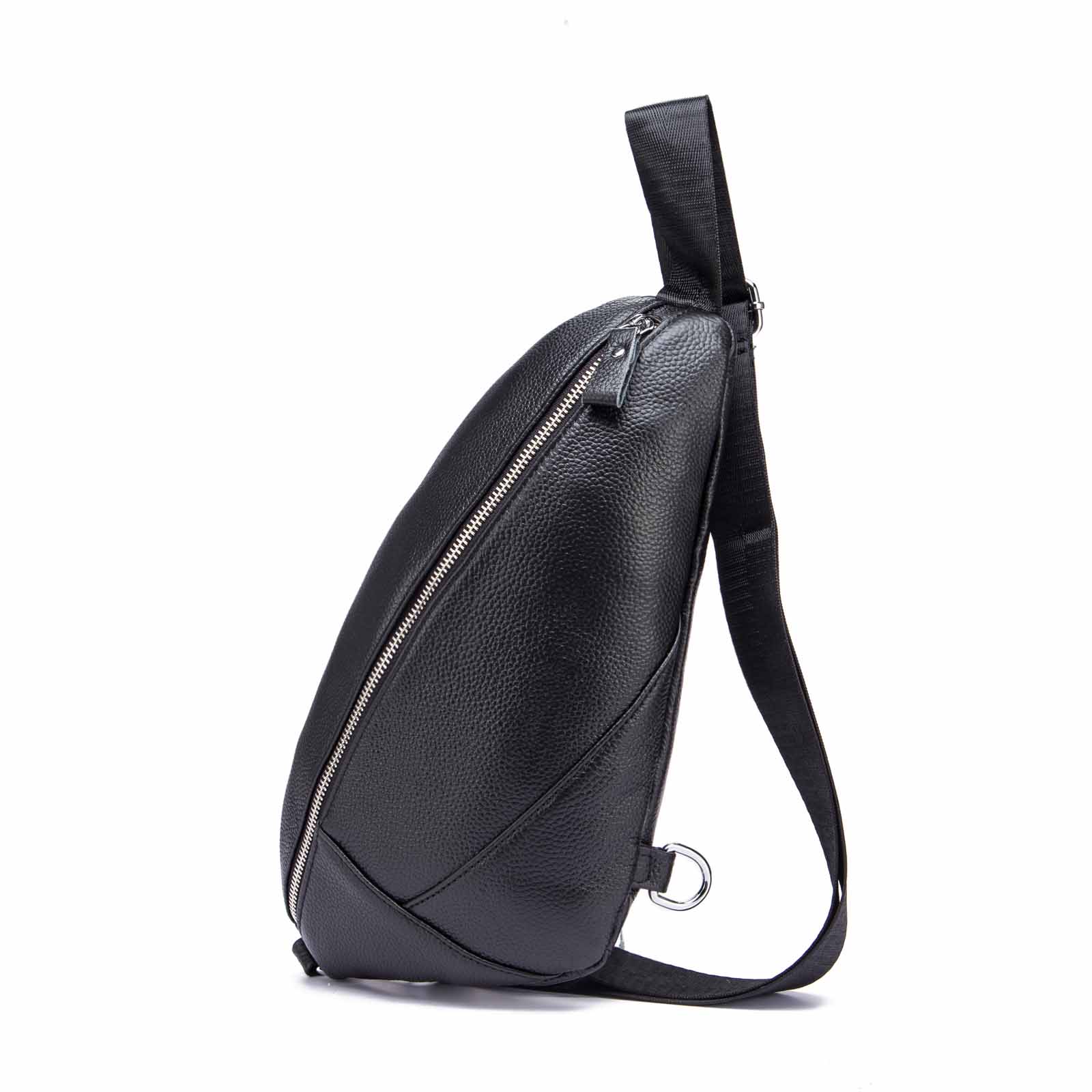 Men Original Leather Casual Triangle Chest Sling Bag 7" Tablet Design One Shoulder Bag Fashion Cross-body Bag Day-pack Male 5059