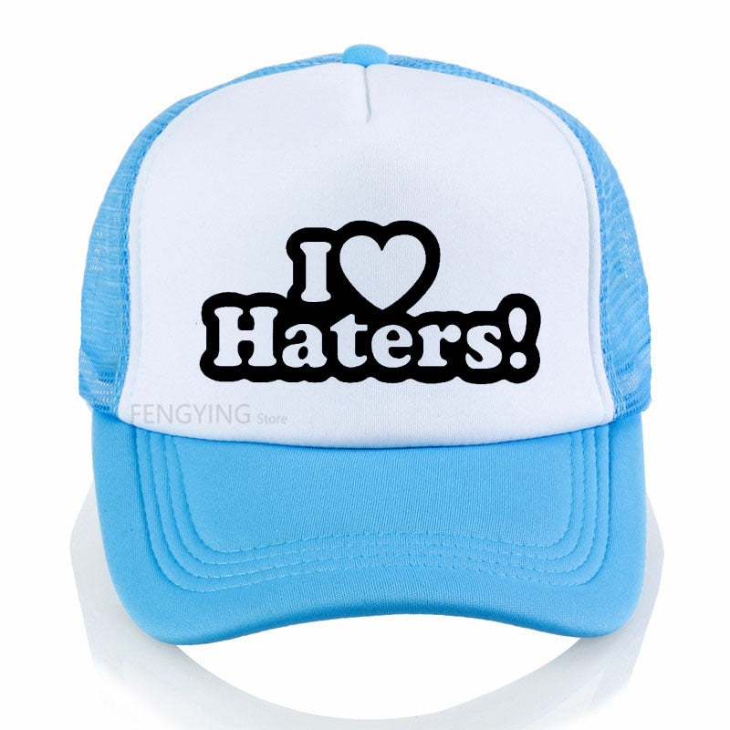 I LOVE MY HATERS Funny sexy Hip Hop cool cap Unisex sports baseball hat summer Casual mesh trucker cap