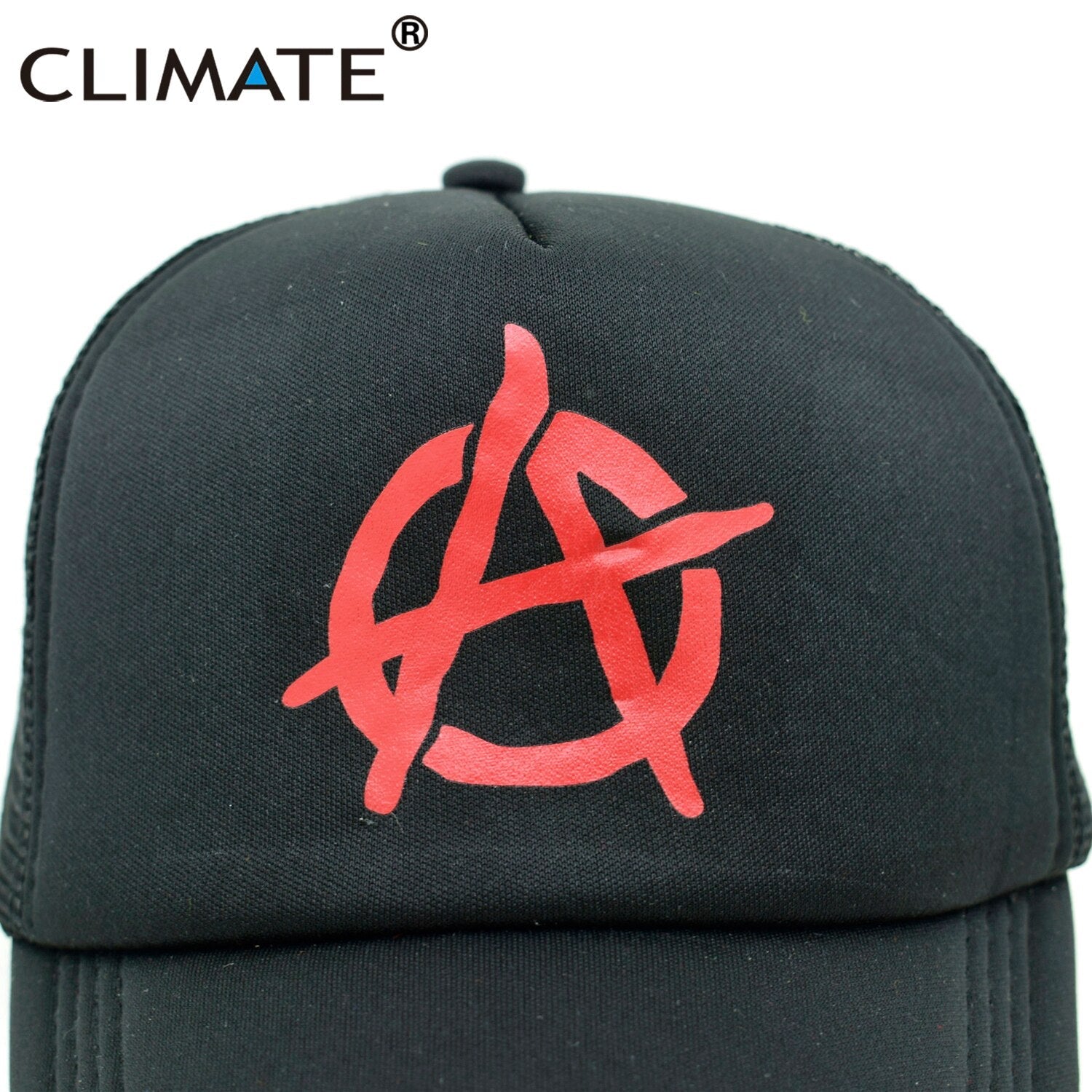 CLIMATE New Anarchy Cap Men Anarchism Anarchist Trucker Caps Summer Cool Cap Mesh Black Baseball Net Trucker Cap Hat for Men