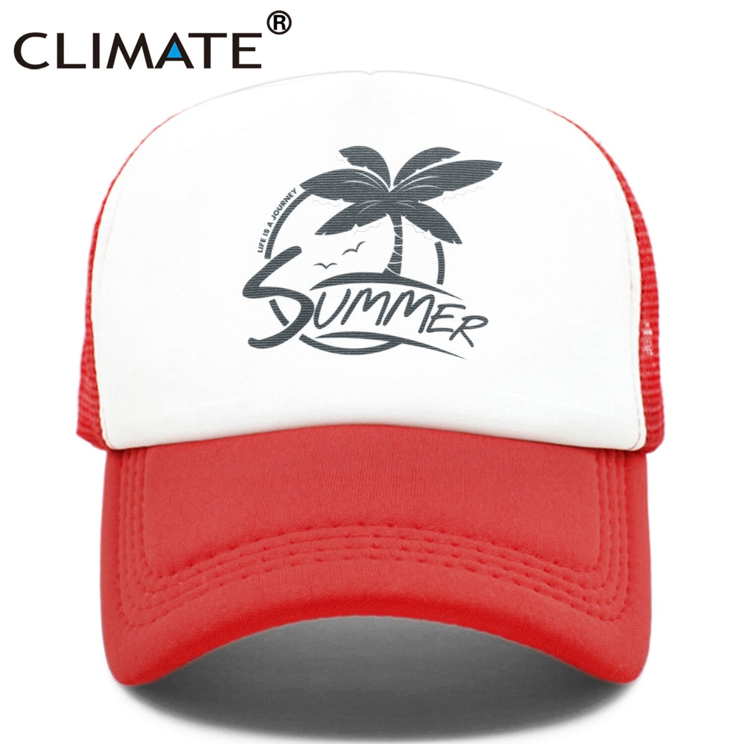 CLIMATE Summer Surfing Trucker Cap Hat Seaside Sandbeach Coconut Hip Hop Caps Vacation Mesh Baseball Cap Hat for Men Women Youth