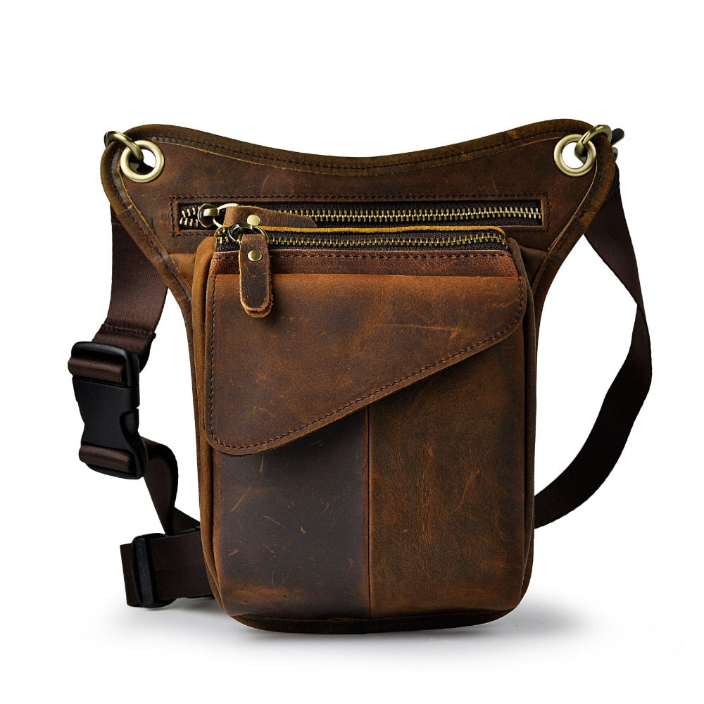 Original Leather men Brown Casual Fashion Small Shoulder Messenger Bag Designer