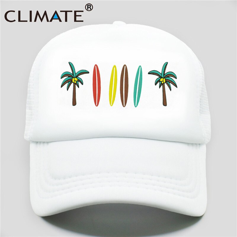 CLIMATE Seaside Trucker Cap Hat Coconut Surfboard Caps Sandbeach Vacation Mesh Baseball Cap HipHop Hat for Men Women Youth