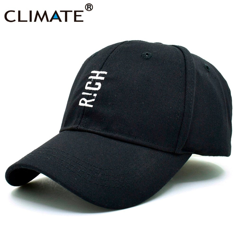 CLIMATE New Women Men RICH LifeBaseball Caps Cool Black Dad Caps Youth Funny Cotton Baseball Hip Hop Snapback Hat Cap Men Women