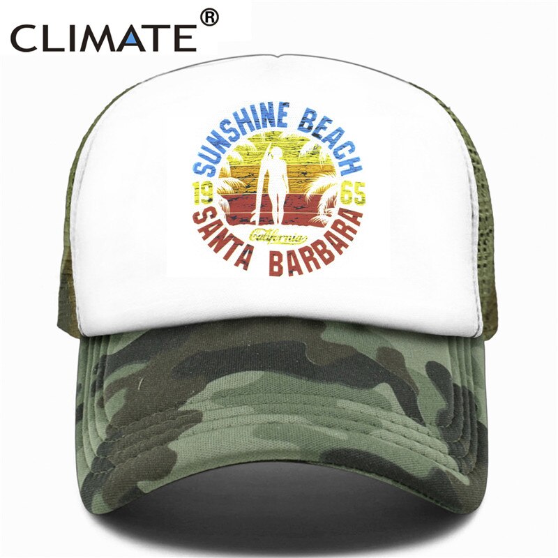 CLIMATE Seaside Sandbeach Trucker Caps Hat Surfing Hip Hop Caps Vacation Surfboard Mesh Baseball Cap Hat for Men Women Youth