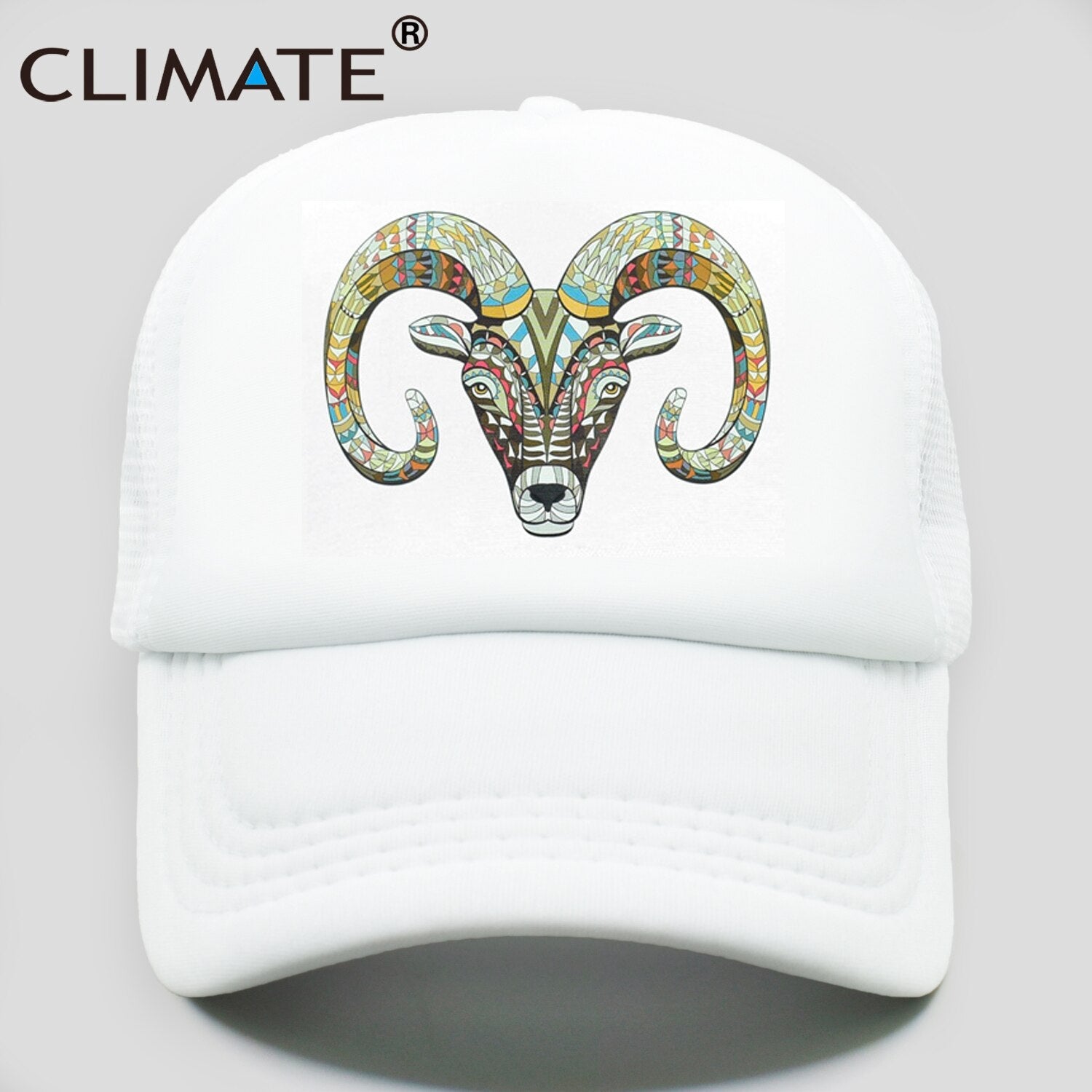 CLIMATE Goat Trucker Caps Hat Women Men Goat Head Hat Cap Cool Hip Hop Summer Colorful Mesh Baseball Cap Hat for Men Women Youth